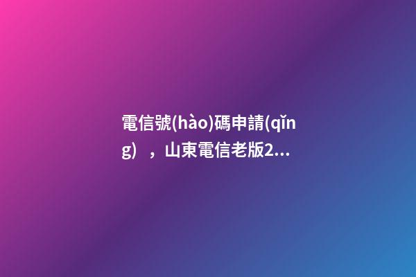 電信號(hào)碼申請(qǐng)，山東電信老版29元100g星卡【附神秘代碼】